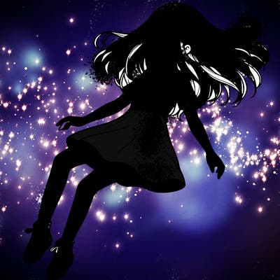 realistic girl floating