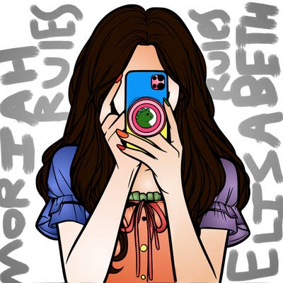 a realistic girl holding her phone taking pictures