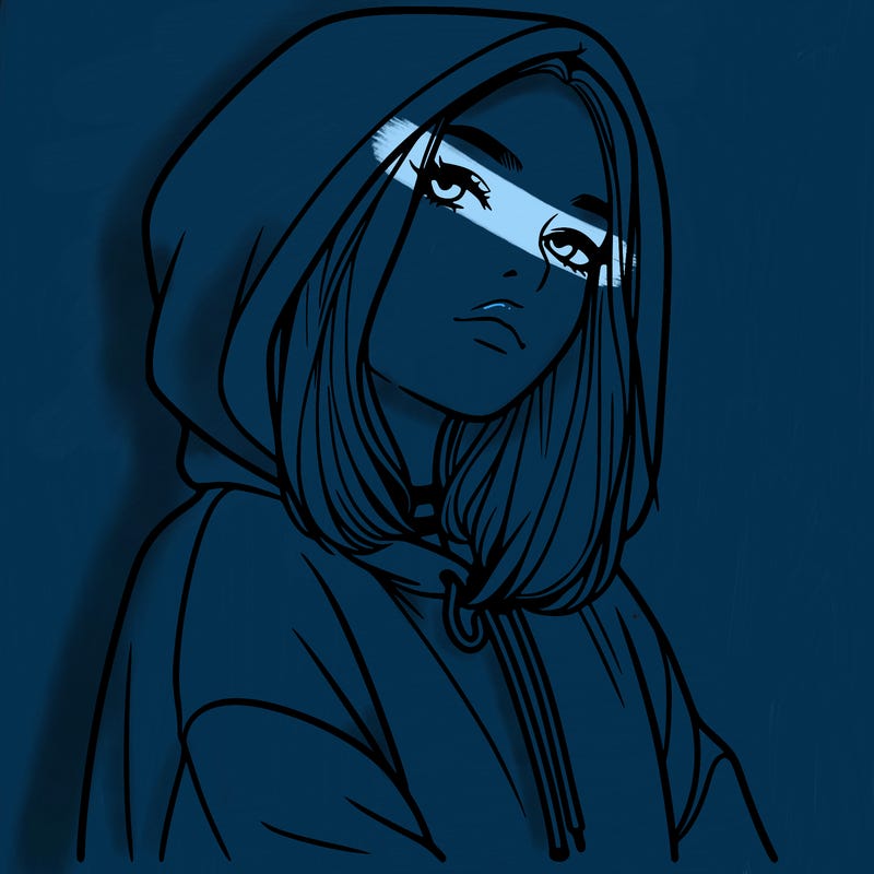 a realistic girl in a hoodie