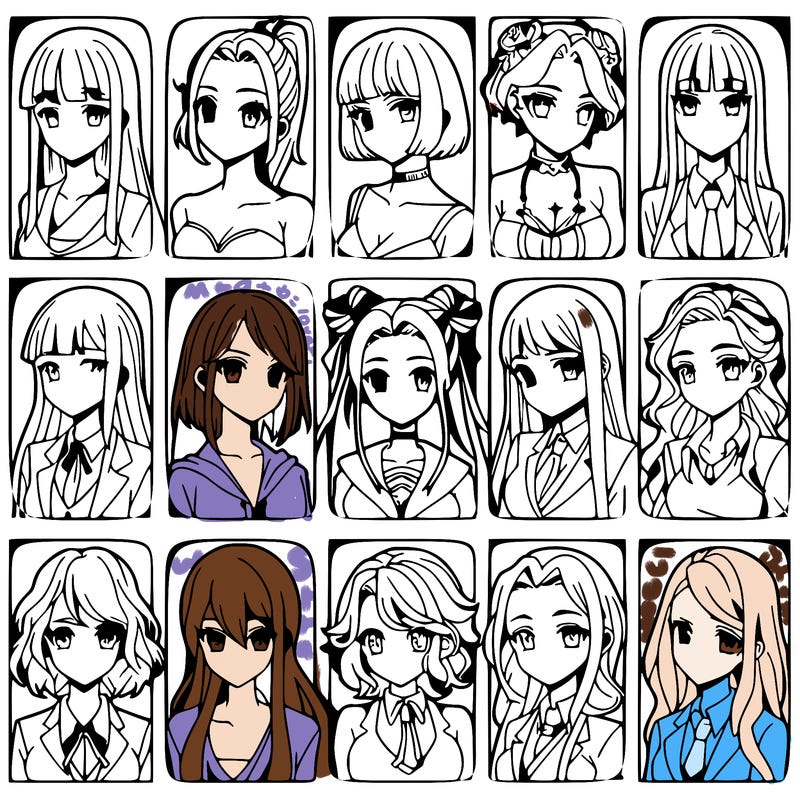 girls that look diffrent anime