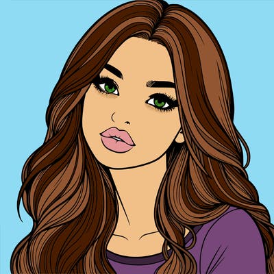 realistic girl with hair on her hair and lips
