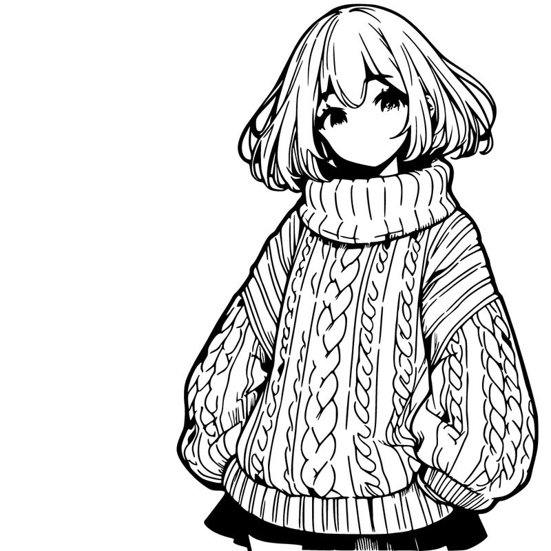 manga girl in sweater