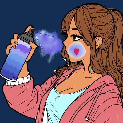 a realistic girl spray, painting