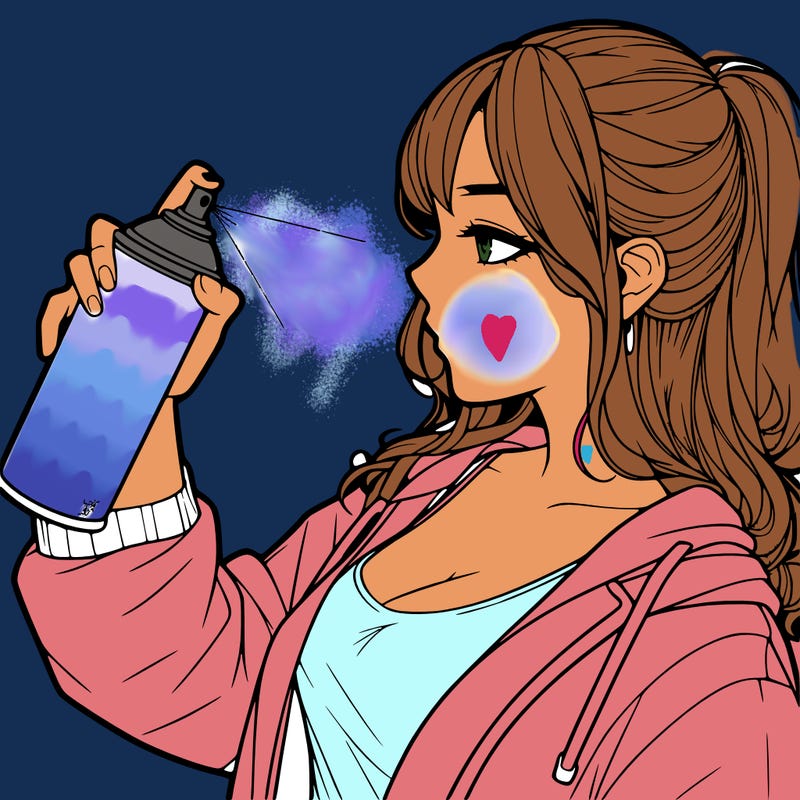 a realistic girl spray, painting
