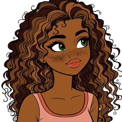 realistic girl with curly hair