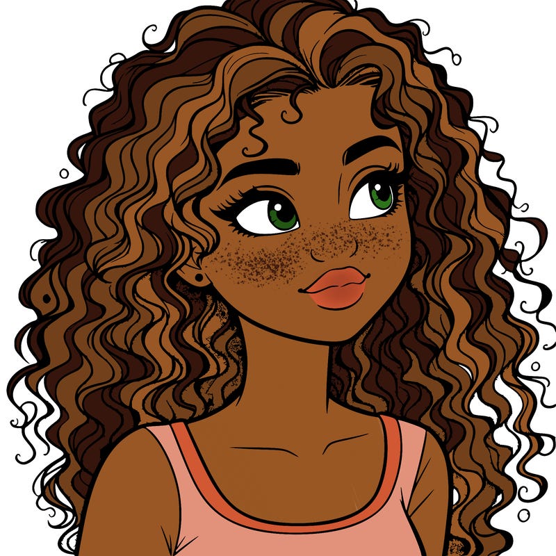 realistic girl with curly hair