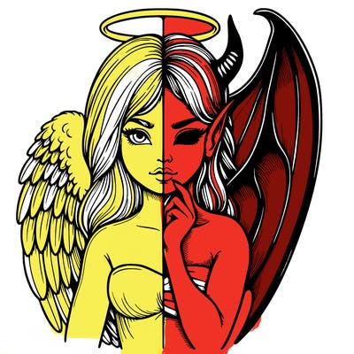 realistic angel half demon