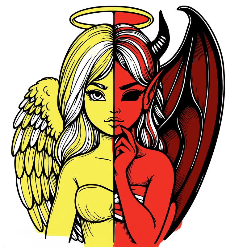 realistic angel half demon
