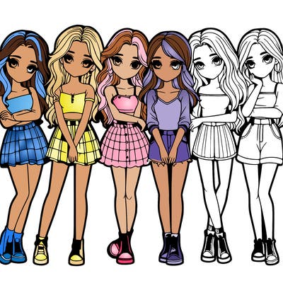 a group of girls realistic