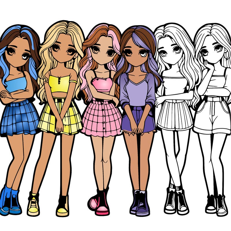 a group of girls realistic