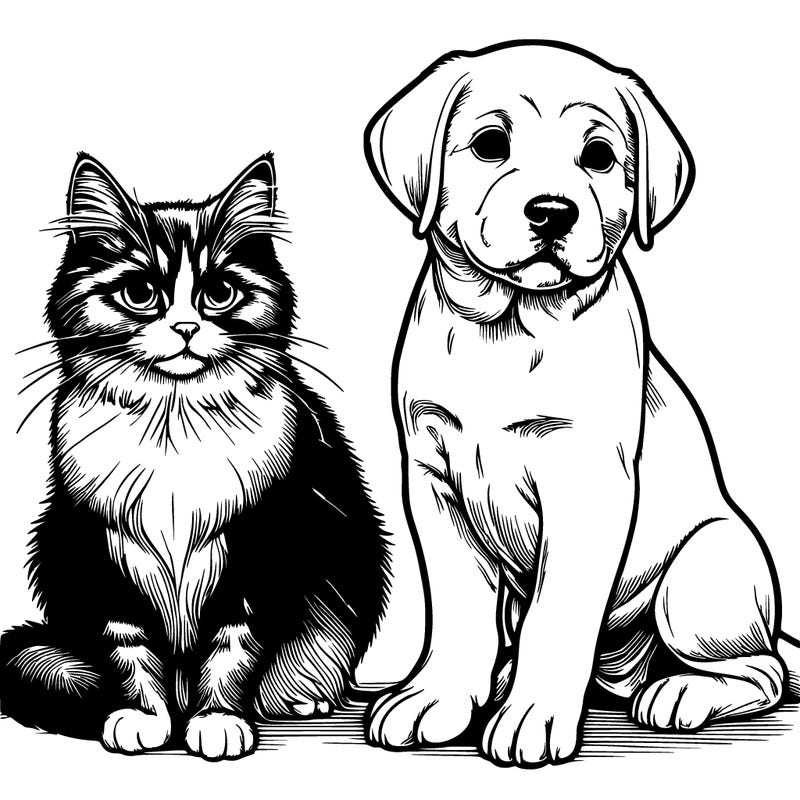 realistic cat and dog