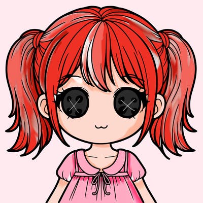 one girl with blank white eyes