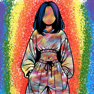 realistic girl faceless with baggy pants and a crop top