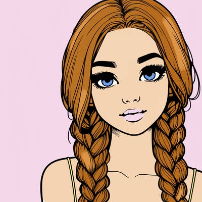 realistic girl with braids