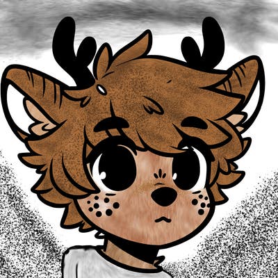 a humanoid deer with soft fluffy ears