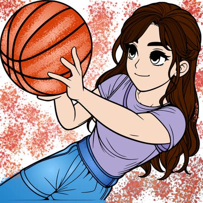 realistic girl playing basketball