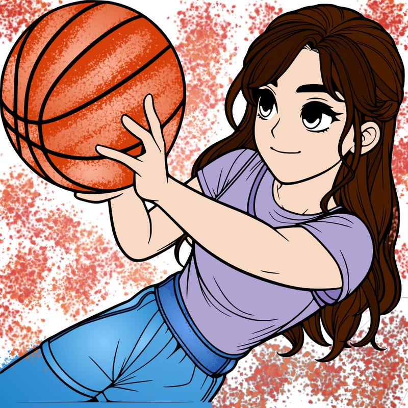 realistic girl playing basketball