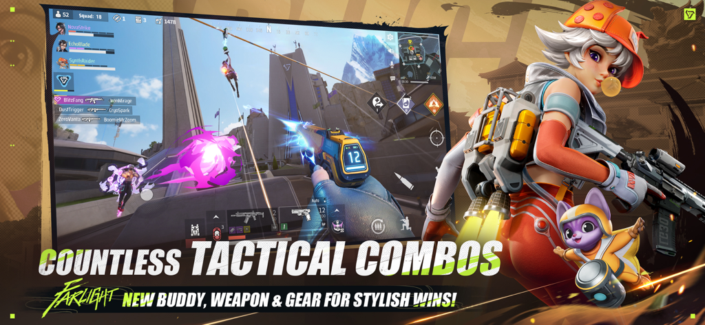 Farlight 84 hero character with jetpack and tactical buddy