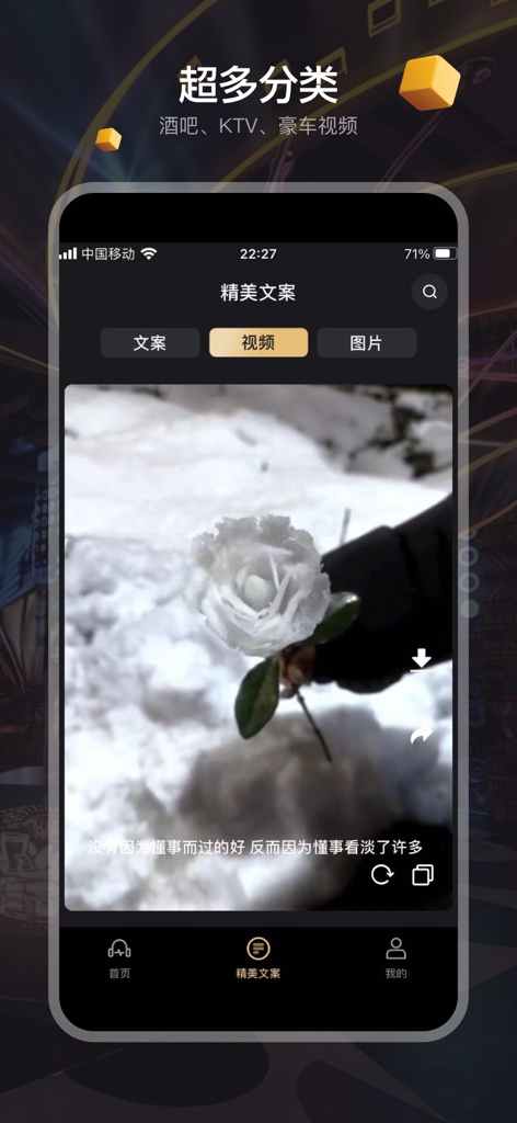 Interface of Yasu Gongshang app showing social media video categories