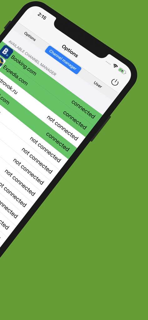 EPMS - Booking.comとExpediaの予約チャネルマネージャー接続を示すEPMSのモバイルアプリインターフェース