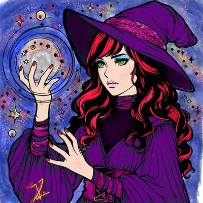 realistic women sorcerer using magic