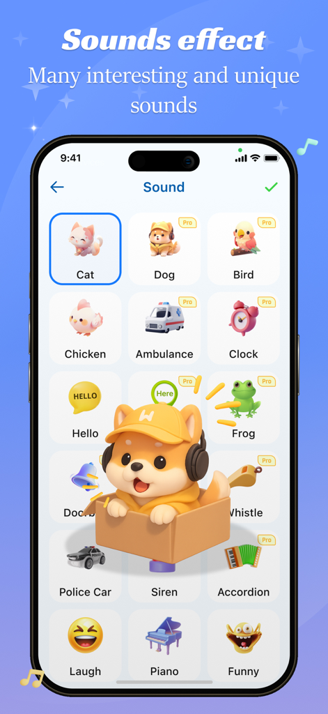 A variety of custom sound alerts for the clap to find phone feature