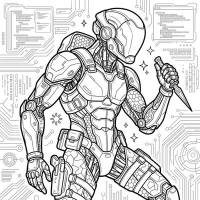Prepare for an epic coloring adventure with this stealth cyborg design, crafted for teen artists. Dive into a world of futuristic espionage and intricate details.