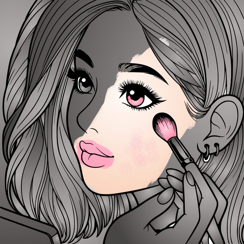 a realistic girl doing her makeup