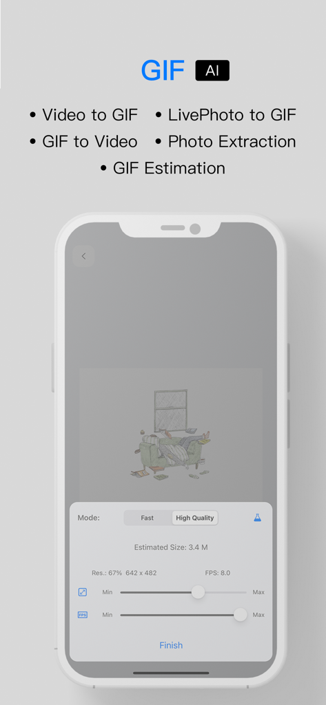 Toolbox by Paperclip - Interfaccia del convertitore GIF basato sull'IA di Toolbox by Paperclip e strumenti di editing video-GIF su un iPhone