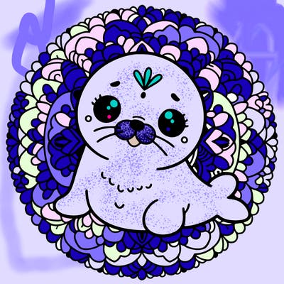 a cute baby seal mandala