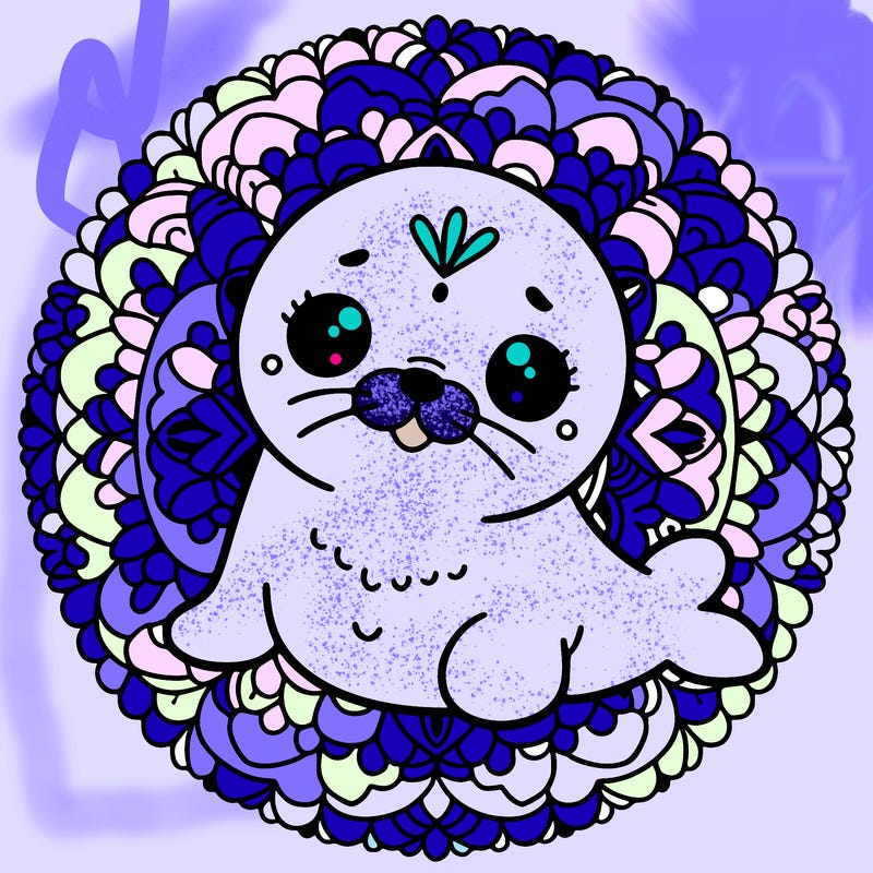 a cute baby seal mandala