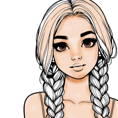 realistic girl with braids