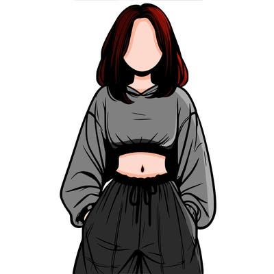 realistic girl faceless with baggy pants and a crop top