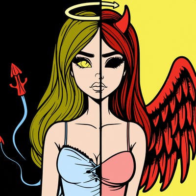 devil vs angel realistic girl