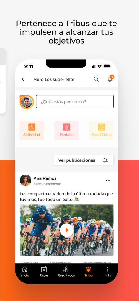 Asdeporte Oficial - Asdeporte app social feed showing an athlete community wall with cycling videos and activity sharing