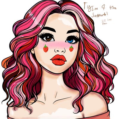 realistic girl with wavy hair and lips
