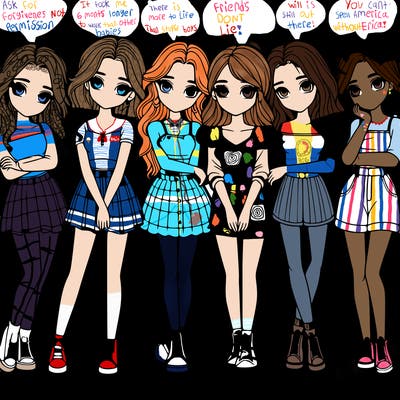 a group of girls realistic