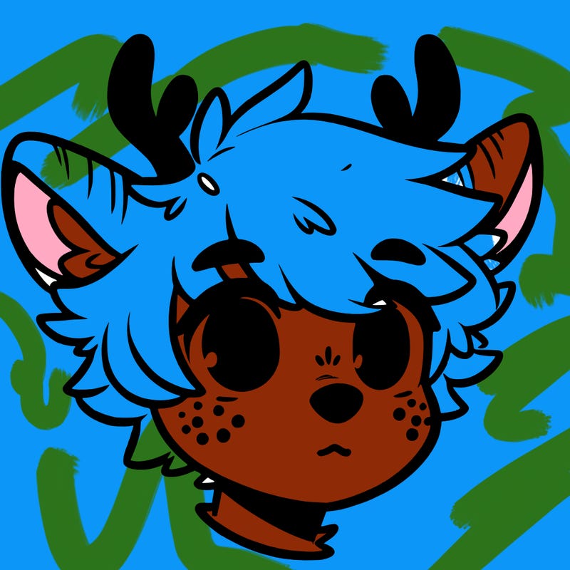 a humanoid deer with soft fluffy ears