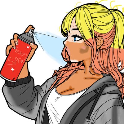 a realistic girl spray, painting