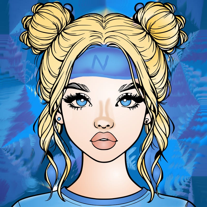 realistic girl with two buns in hair and lips