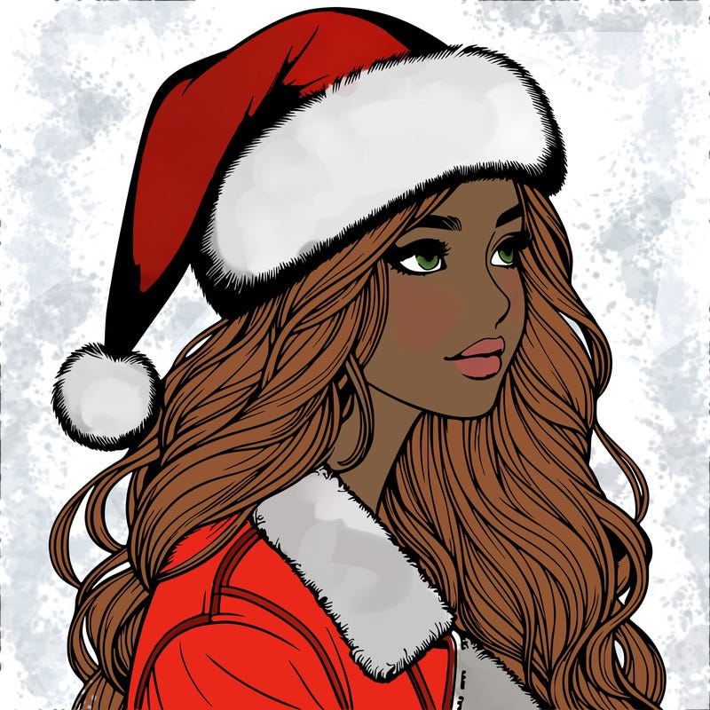 realistic girl in santa hat