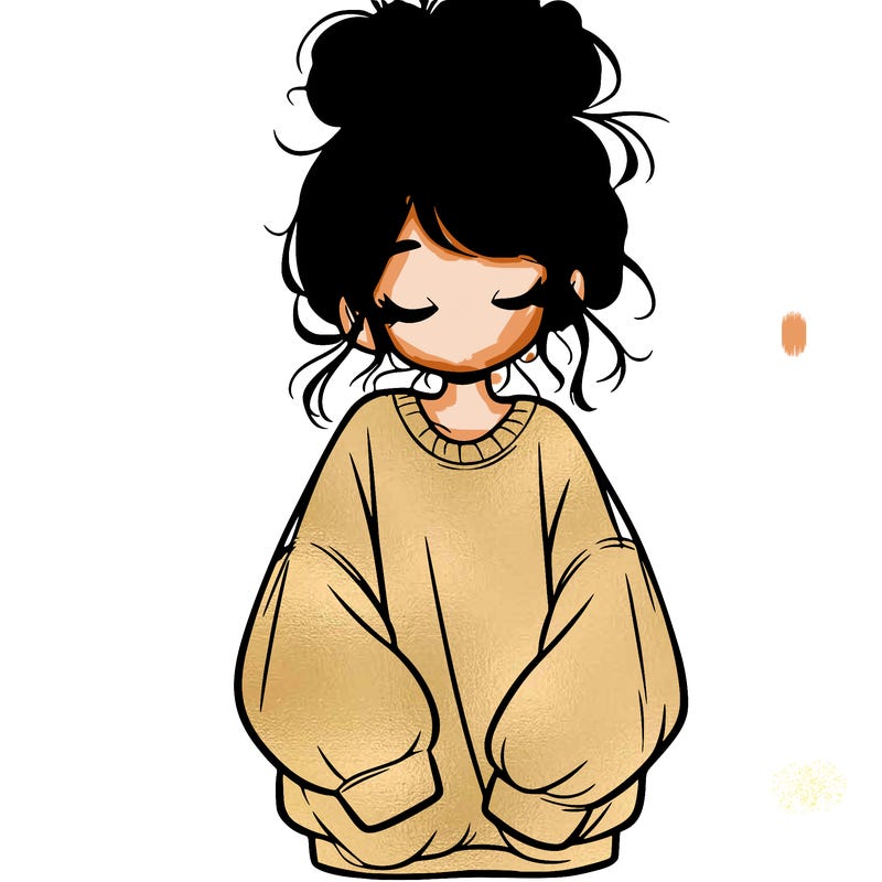 girl with baggy sweatshirt and messy bun