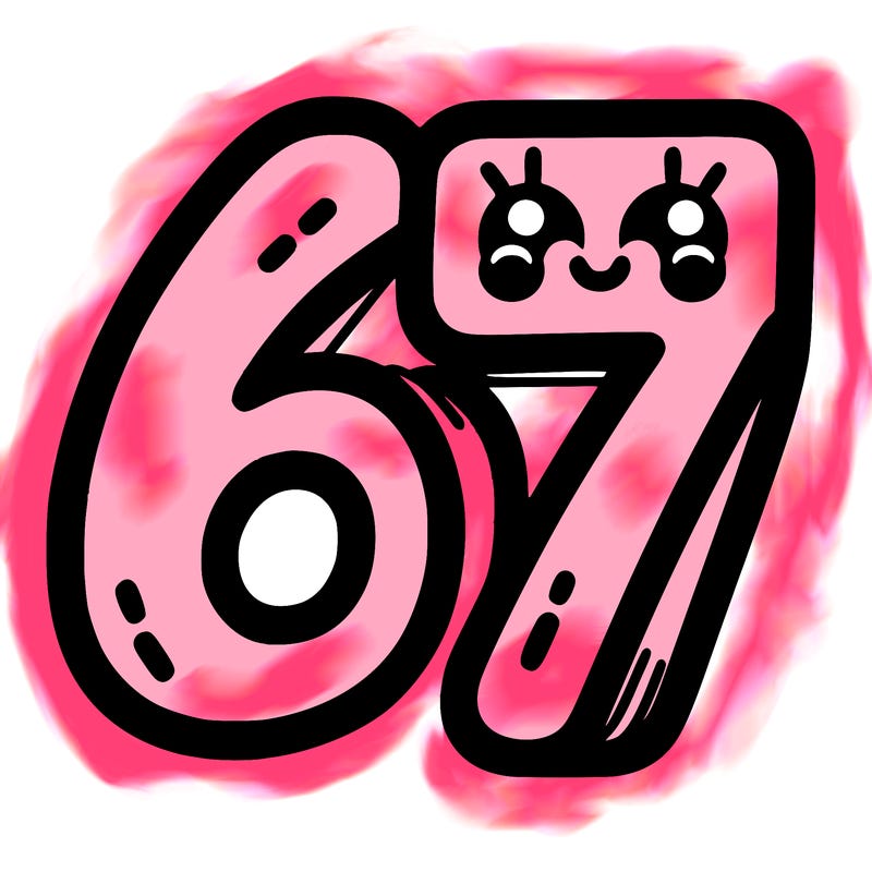 the numbers 67
