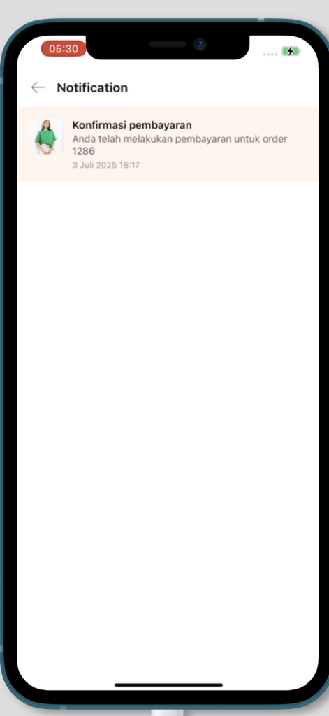 9to9 - Payment confirmation notification displayed on the 9to9 mobile app screen.