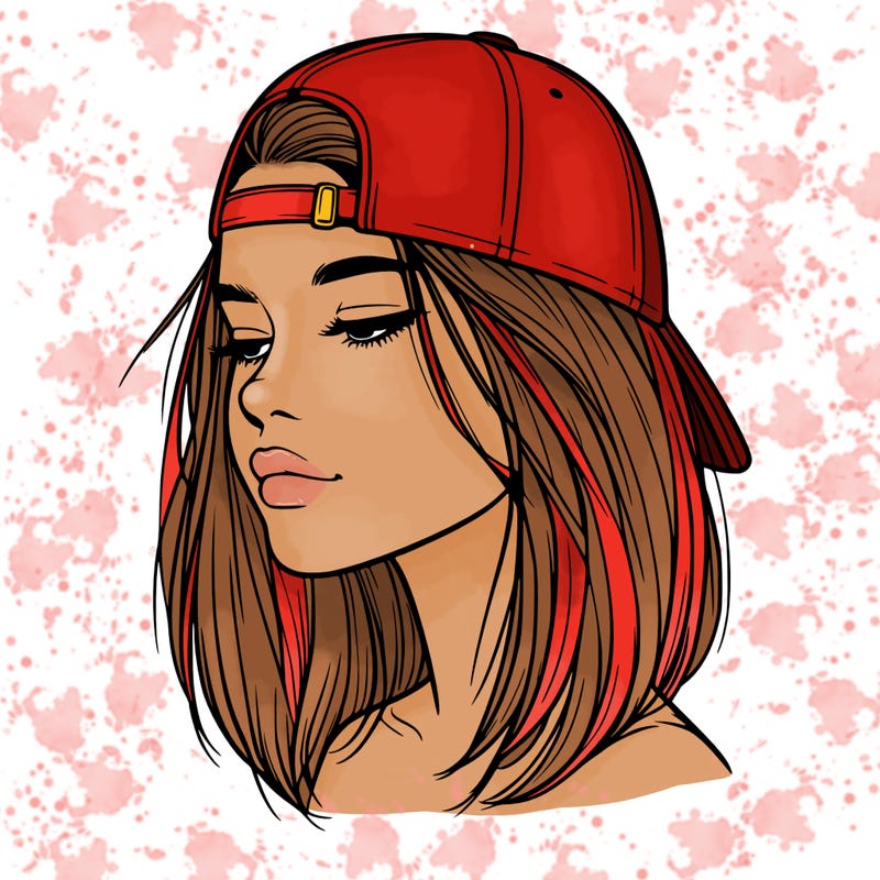 realistic  girl with a backwards hat