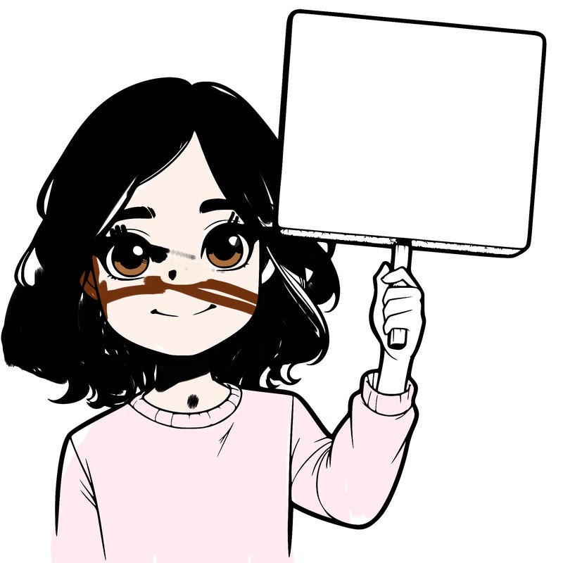 realistic girl holding up a sign