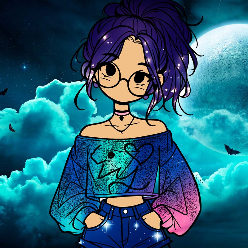 girl with a messy ponytail glasses a baggy crop top and jean shorts