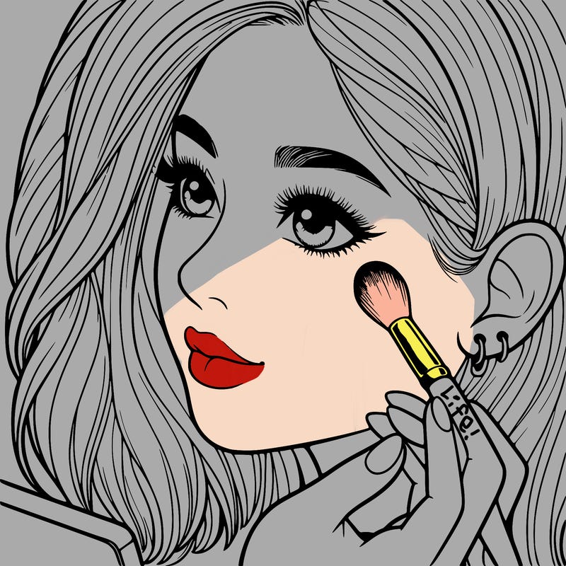 a realistic girl doing her makeup