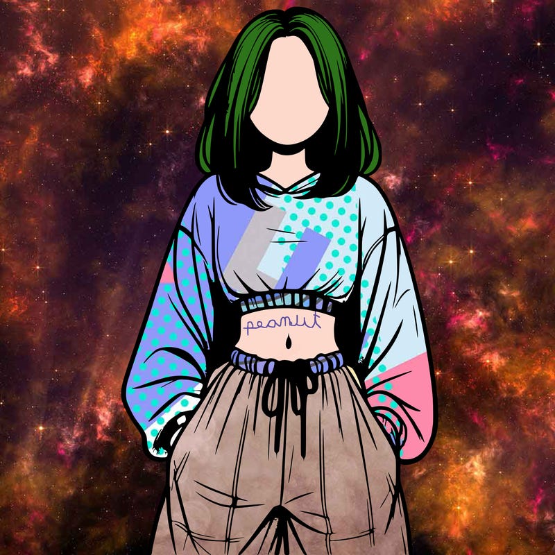 realistic girl faceless with baggy pants and a crop top