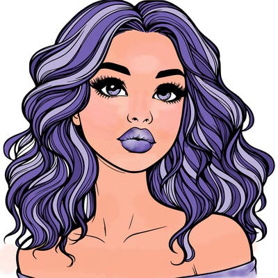 realistic girl with wavy hair and lips